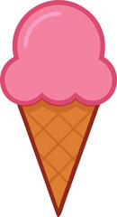 ice cream cone icon pink scoop on a brown cone