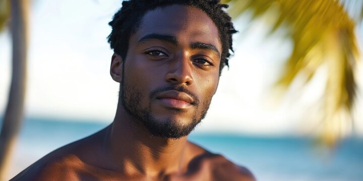 Man with dreadlocks on the beach