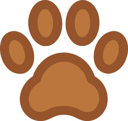 dog paw icon brown paw print white background