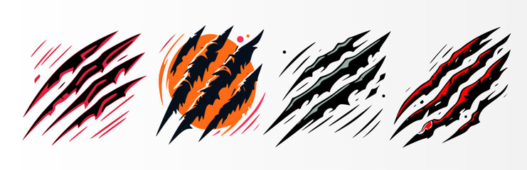 scratch marks or claw marks logo set. vector creative logos
