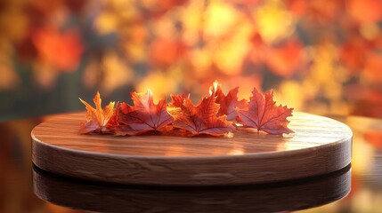 Autumn leaves on a wooden board. (2)