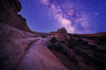 Obraz premium Milky Way Over Mountain, Beautiful night space landscape 
