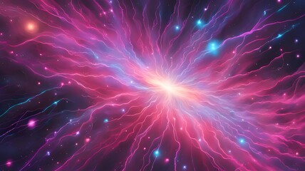 Fototapeta premium Starry Galaxy Digital Artwork Featuring Neon Particle Glow