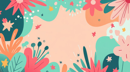 A colorful background with flowers and stars