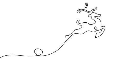 Christmas Deer Continuous Line Drawing. Deer Line Drawing Vector Illustration. Animal Minimalist Contour Silhouette for Modern Minimalist Design