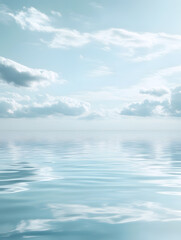 Obraz premium Tranquil Blue Ocean with Soft White Clouds and Vast Expansive Sky : Generative AI