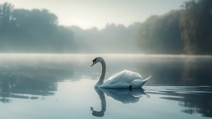 Fototapeta premium Serene Avian Oasis. Tranquil bird enjoying nature's splendor