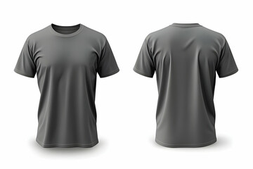 Front and back view mockup of a gray t-shirt isolated on white, designed for fashion mockups or print design use.