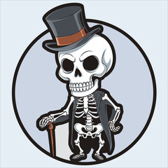 Chibi Skeletor vector for tshirt, logo, template etc