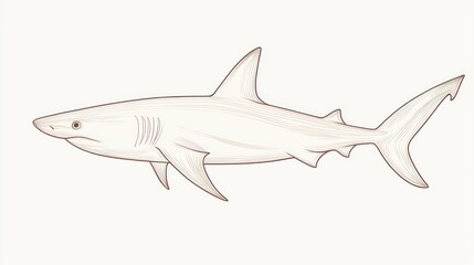 Obraz premium Pale shark illustration, side profile.