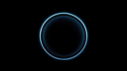 Abstract glowing blue circle on black background.