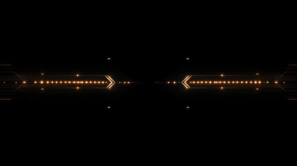 Fototapeta premium Abstract golden light streaks on black background.