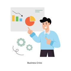 Business Crisis concept vector illustration. Inflation isolated On white Background.          