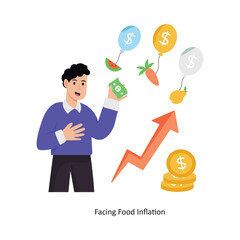 Facing Food Inflation  concept vector illustration. Inflation isolated On white Background.             