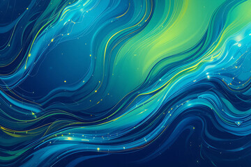 Obraz premium Vector Illustration of Abstract Background with 3D Swirling Lines in Blue, Green, Yellow Shades, Dynamic and Futuristic Design