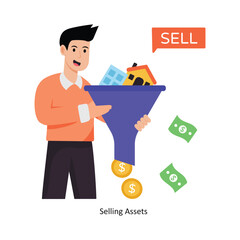 Selling Assets  concept vector illustration. Inflation isolated On white Background.           