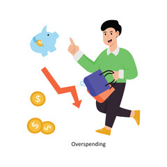 Overspending  concept vector illustration. Inflation isolated On white Background.          