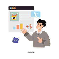 Food tax  concept vector illustration. Inflation isolated On white Background.          