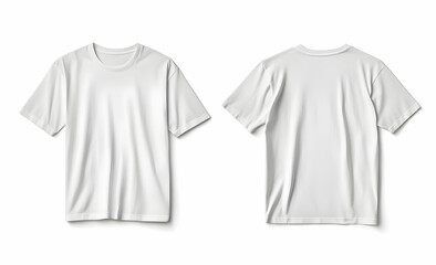 Hyper-realistic white t-shirt mockup, with front and back views isolated on a white background for high-definition product presentation.