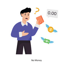 No Money concept vector illustration. Inflation isolated On white Background.          