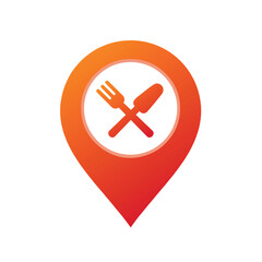Restaurant Finder Icon Design. Gradient Food Location Marker.