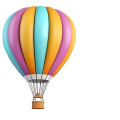 Naklejka premium Colorful Hot Air Balloon Against a Clear Blue Sky Background