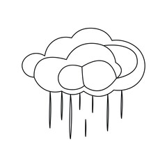 Continuous one-line cloud and sun drawing of isolated outline vector illustration