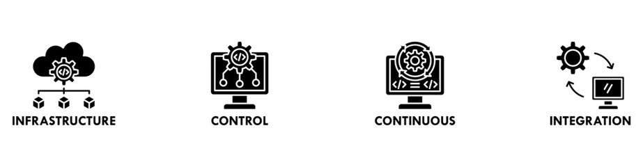 DevOps banner web icon vector illustration concept for software engineering and development with an icon of infrastructure, control, continuous, and integration