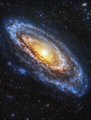 Spiral Galaxy with Bright Yellow Center