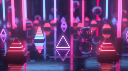 Neon Nightlife. Vibrant light display featuring automotive and entertainment elements