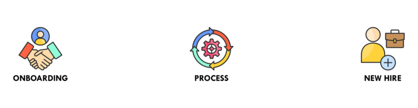 Trainee banner web icon vector illustration concept for internship training and learning program apprenticeship with an icon of onboarding, process, and new hire