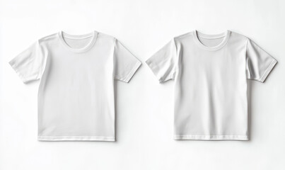 Two white short sleeves are placed flat on the table