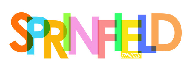 SPRINFIELD. The name of the city on a white background. Vector design template for poster, postcard, banner