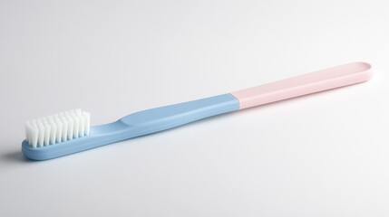 Pastel Colored Toothbrush in Soft Blue and Pink for Personal Oral Hygiene and Dental Care