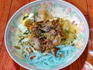 Soto Ayam in Indonesia. Soto ayam is a traditional Indonesian dish that uses ingredients such as shredded chicken, potatoes, eggs, rice vermicelli, bean sprouts with a delicious sauce.