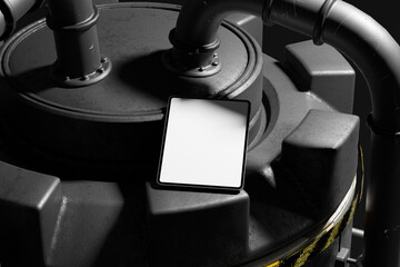 Industrial Tablet Mockup with Concrete and Metal Elements