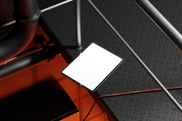 Industrial Tablet Mockup with Reflective and Textured Elements