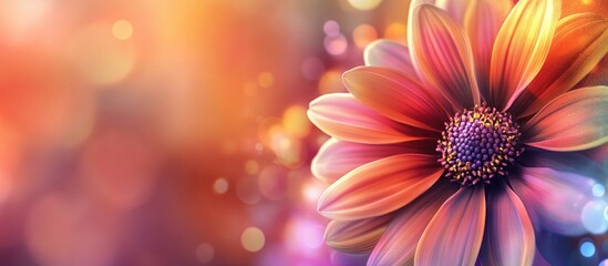 Obraz premium Colorful floral background with powder burst effect featuring a vibrant flower and ample space for text or branding applications