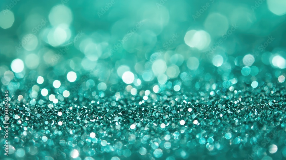 Poster serene green shimmering bokeh background with soft focus and glittering texture for design projects