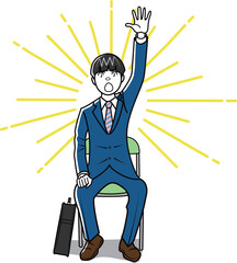 挙手する新入社員、新入生