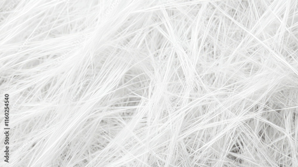 Poster white textured background featuring isolated fiber strands creating a delicate and elegant visual ef