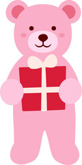 Cute little teddy bear holding a gift box valentine Vector
Pink bear holding a gift box flat vector illustration.
For celebrating Valentine's Day, wedding or birthday.
Isolated  Valentine's Day icon e