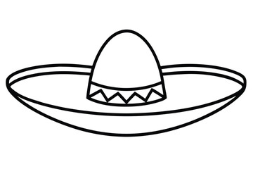 Mexican traditional hat line art vector illlustration