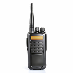 A modern, professional walkie-talkie with a sleek design, isolated on a white background,