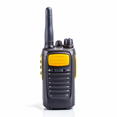 A modern, professional walkie-talkie with a sleek design, isolated on a white background,