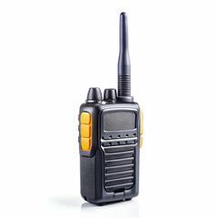 A modern, professional walkie-talkie with a sleek design, isolated on a white background,