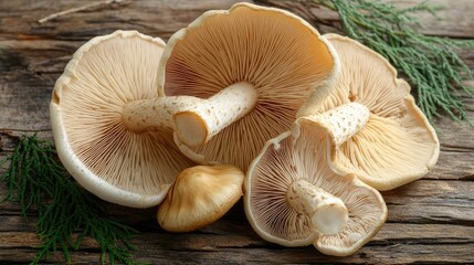 Strobilomyces mushrooms on wooden surface showcasing intricate details in a natural forest setting macro photography
