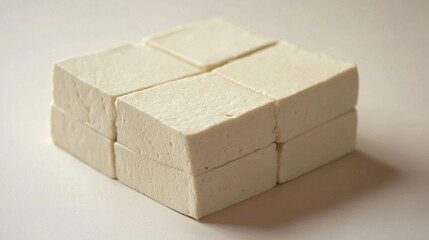 Tofu, vegan food. Isolated on white background.