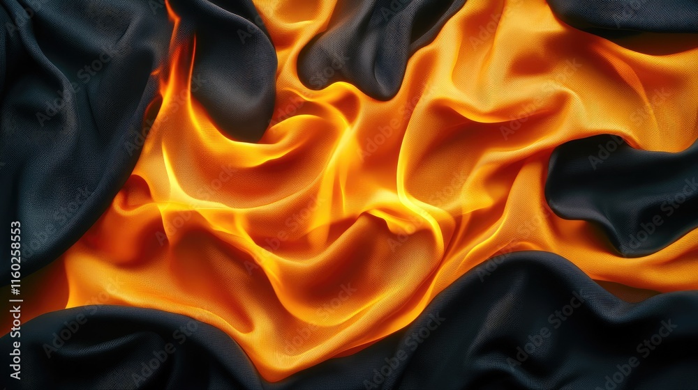 Canvas Prints vibrant yellow flame design on textured dark fabric creating a dramatic and striking visual contrast