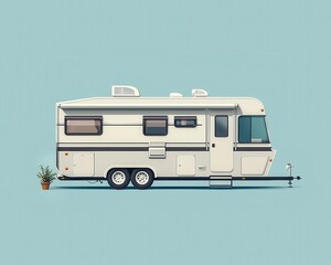 Naklejka premium A minimalist RV blueprint designed for shortterm getaways and lightweight travel